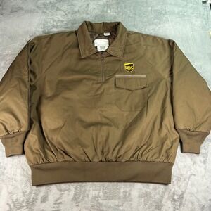 Twinhill UPS Uniform Jacket Brown Quilted Quarter Zip Mens 2XL 660-0019-204